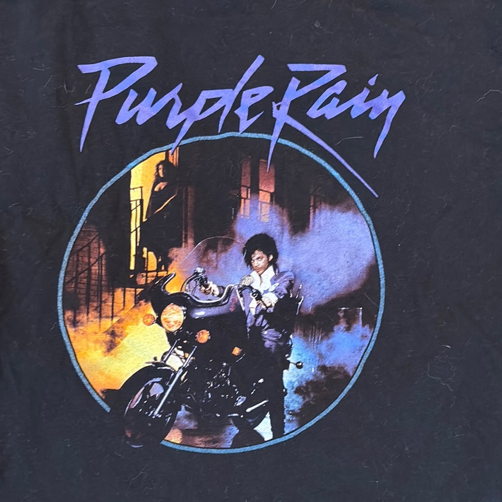 Prince Estate Black Purple Rain Crop Top T-Shirt Women’s Size M Medium Cropped - Picture 2 of 4